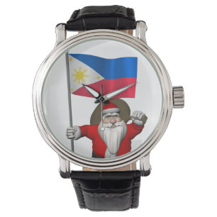 Montre Le Père Noël Avec L'Enseigne Des Philippines
