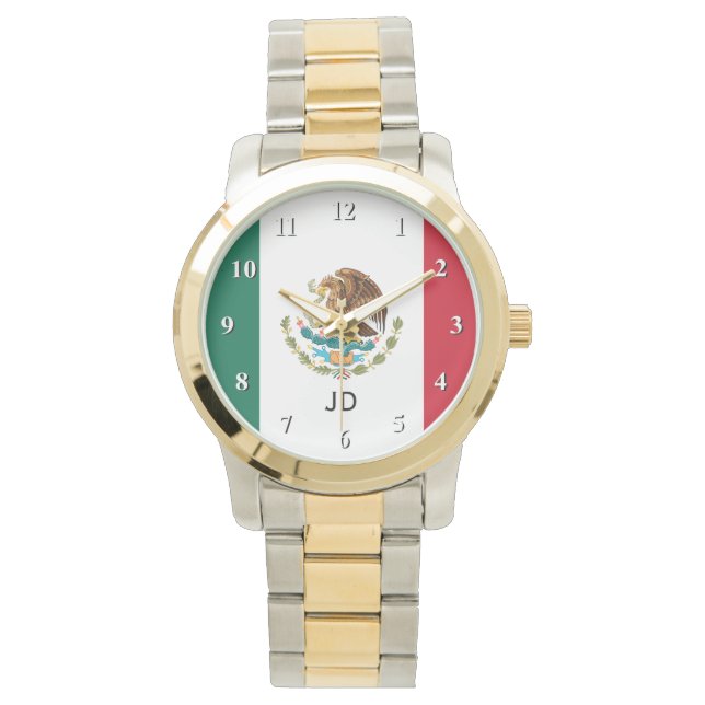 Montre Le poignet du drapeau mexicain pour hommes et femm (devant)