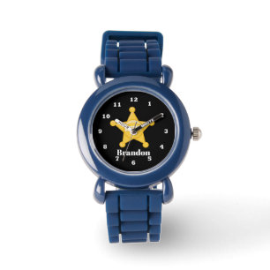 Montre Le shérif mignon de garçons ajoutent le nom