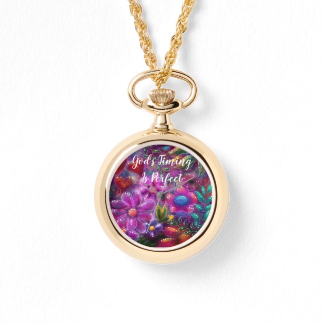 Montre Le Timing de Dieu est parfait Floral Abstrait rose (Recto)