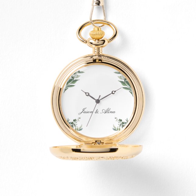 Montre Leaf-Design personnalisée avec des noms per (Recto)