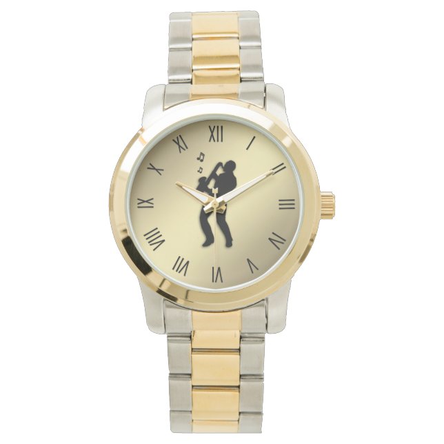 Montre Lecteur saxophone avec chiffres romains (devant)