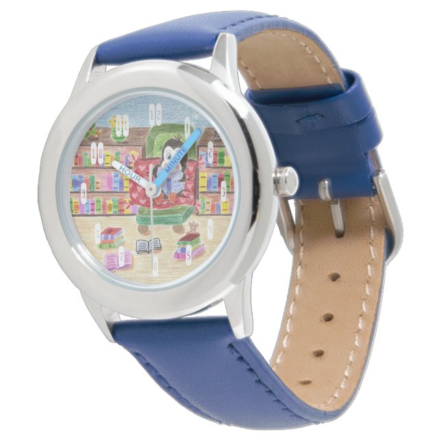 Montre Lecture intelligente pingouin bleu enfants regarde (Incliné)