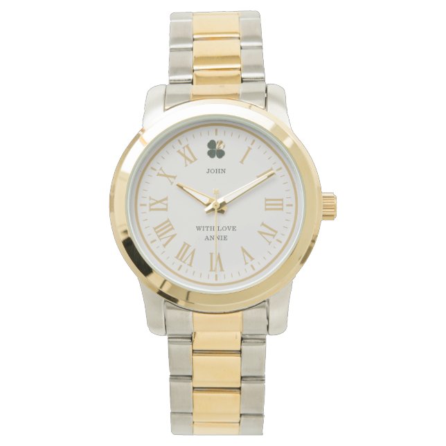 Montre Legacy Gold Clover Custom Mens Anniversary Gift (devant)