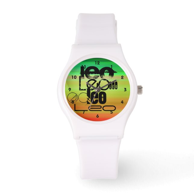 Montre Leo ; Vert, orange et jaune vif (Recto)
