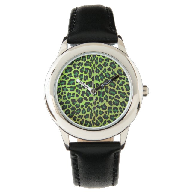 Montre Léopard noir et vert (devant)