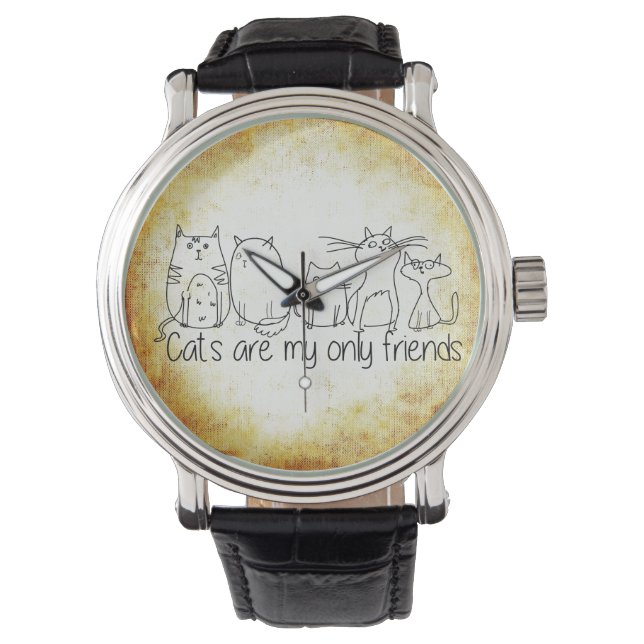 Montre Les Chats Sont Mes Seuls Amis Regarder Le Cuir Vin (devant)