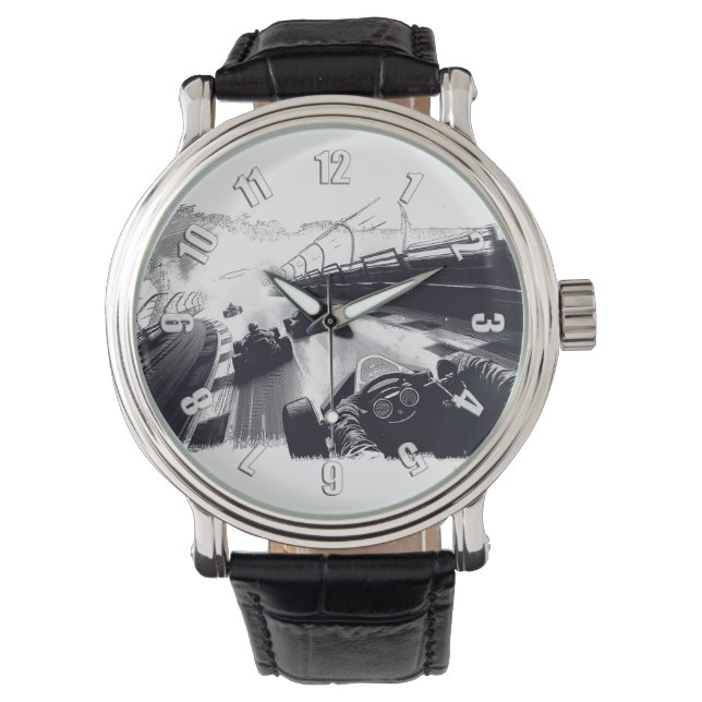 Montre Les coureurs de Go-Cart en marche autour de la pis (devant)