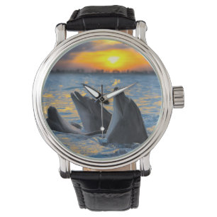 Montre Les dauphins bouteille-flairés dans la lumière d