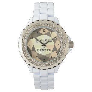 Montre Les diamants sont des femmes de strass émail blanc