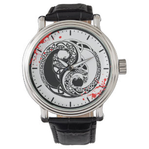Montre Les dragons frais de Yin Yang d'éclaboussure de