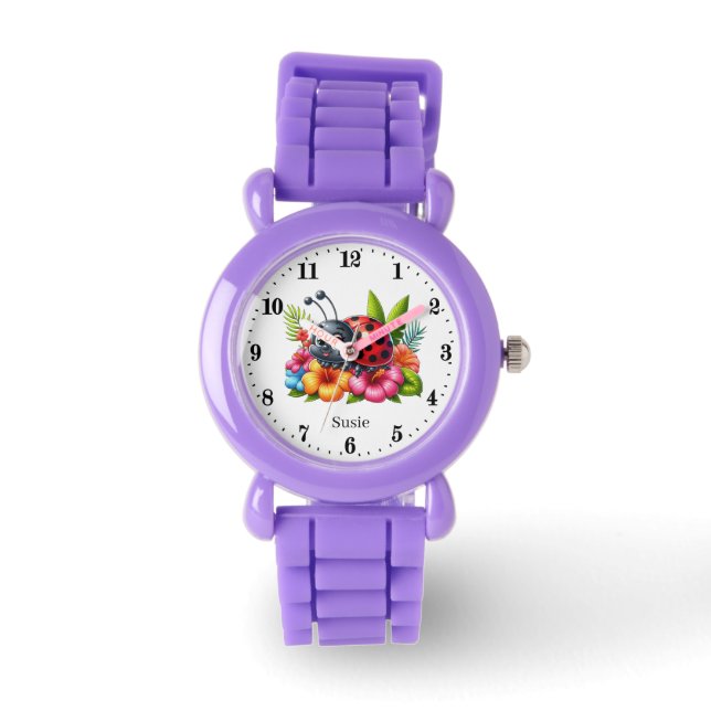 Montre Les filles mignonnes amateurs de coccinelle ajoute (Recto)