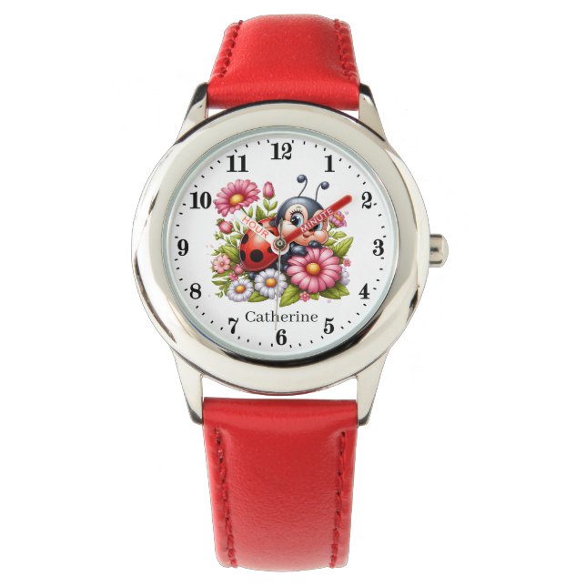 Montre Les filles mignonnes amateurs de coccinelle ajoute (devant)