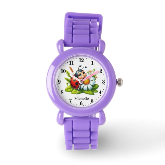 Montre Les filles mignonnes amateurs de coccinelle ajoute (Recto)