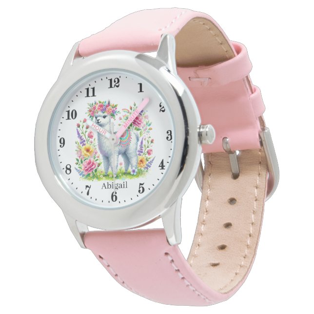 Montre Les filles mignonnes amoureux lama personnalisable (Incliné)
