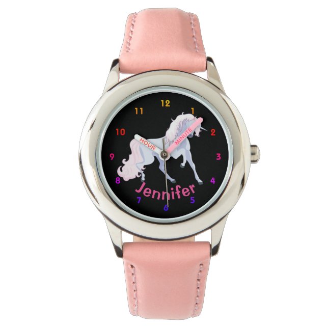 Montre Les filles UNICORN personnalisées regardent les co (devant)