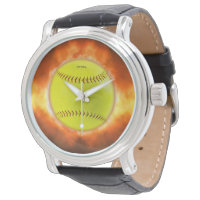 Les flammes de balle rapide de softball jaune de S