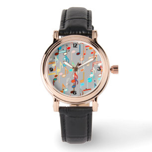 Montre Les notes musicales impriment - le gris moyen,