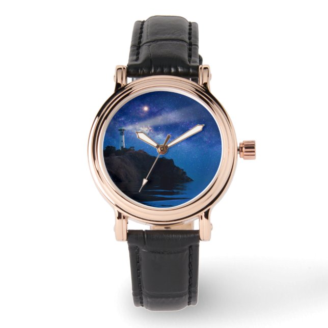 Montre Les phares | Phare de nuit étoilé (Recto)