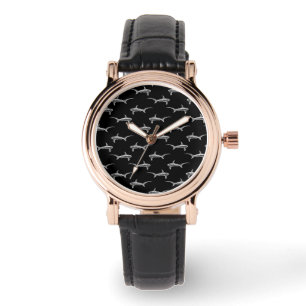 Montre Les requins noirs dessinent l'art marin marin Vint