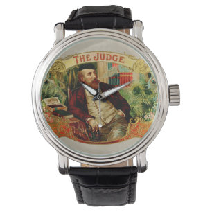 Montre L'étiquette vintage de boîte à cigares de juge