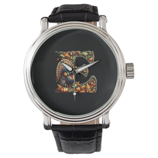 Montre Letter E Thanksgiving style gift  (devant)
