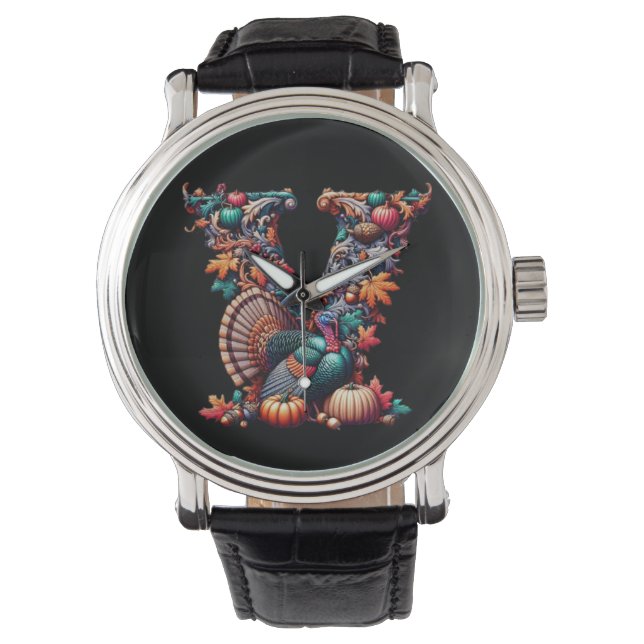 Montre Letter V Thanksgiving turkey style gift  (devant)