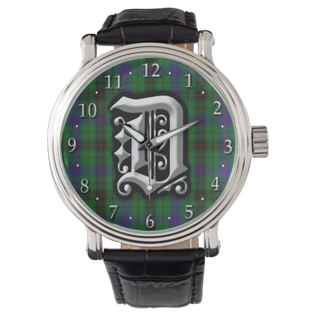 Montre Lettre Clan Davidson D Monogram Tartan (devant)