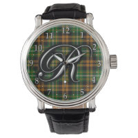 Lettre Clan Ramsay Ramsey R Monogram Orange Tartan