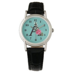 Montre LETTRE INITIALE MONOGRAPHIQUE A EN Rose rose blanc