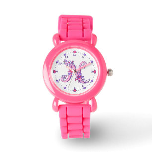 Montre Lettre N rose monogramme fille personnalisée regar