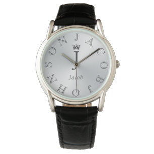 Montre Lettre noire personnalisée Dial Argent Gradient