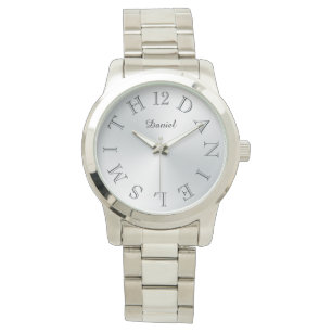 Montre Lettre personnalisée Dial Argent Gradient