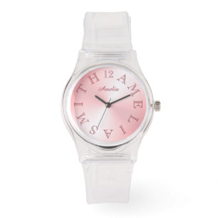 Montre Lettre personnalisée Dial rose blanc dégradé