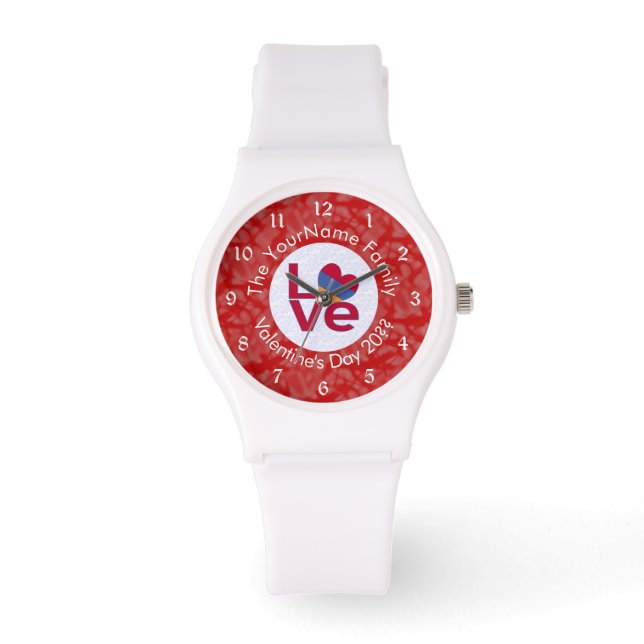 Montre Lettres rouges arméniennes AMOUR blanc sur rouge (Recto)
