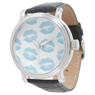 Montre Lèvres bleues, motif de lèvres, rouge à lèvres ble