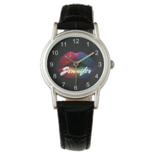 Montre lèvres pailletées élégantes personnalisées noires