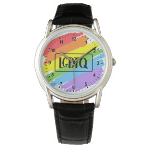 Montre LGBTQ Brushstrokies arc-en-ciel