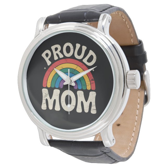 Montre LGBTQ Fier maman Gay pride Fête des mères arc-en-c (Incliné)