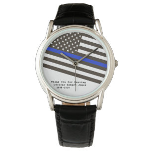 Montre L'homme Blue Line mince de policier de *~*