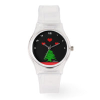 Montre libanaise, mode des Coeurs rouges, drapeau