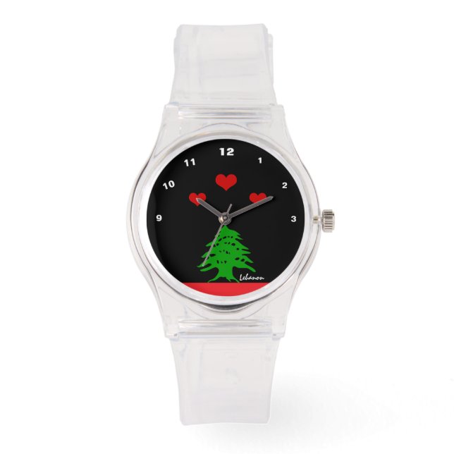 Montre libanaise, mode des Coeurs rouges, drapeau  (Recto)