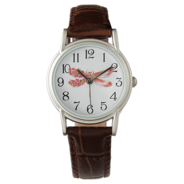 Montre libellule de fleurs avec sakura de bijoux (devant)