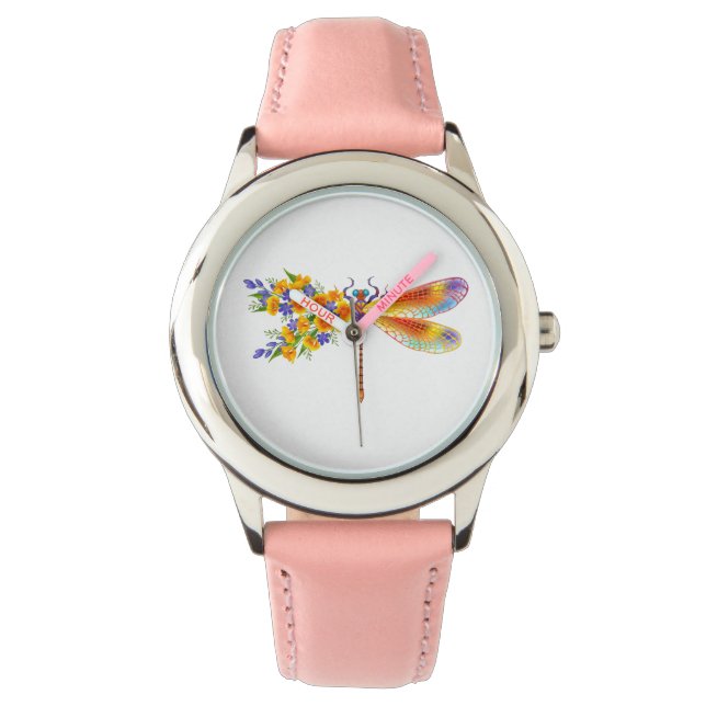 Montre libellule de fleurs jaunes (devant)