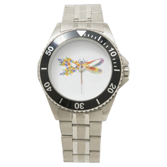 Montre libellule de fleurs jaunes (devant)