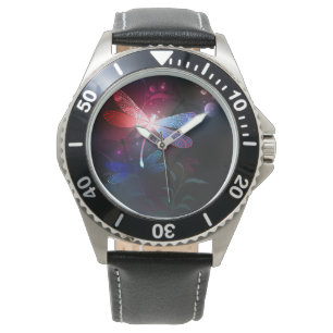 Montre libellule rouge brillante
