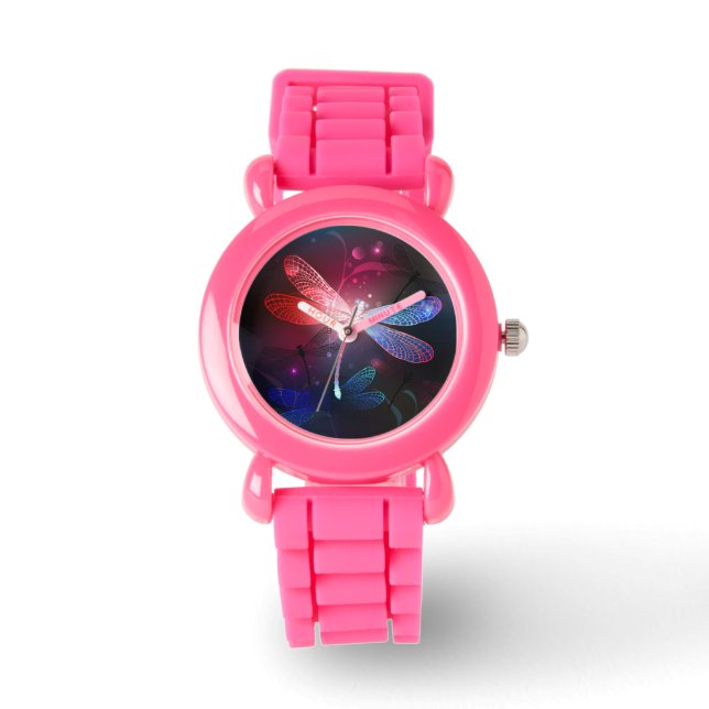 Montre libellule rouge brillante (Recto)