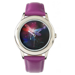 Montre libellule rouge brillante