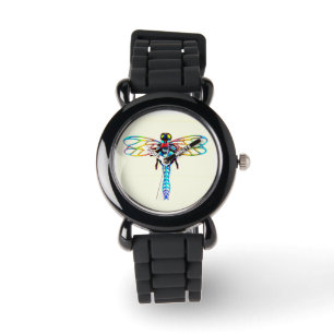 Montre libellule scintillante iridescente