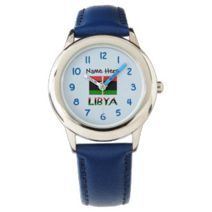 Montre Libye Drapeau Libyen Noir Personnalisation